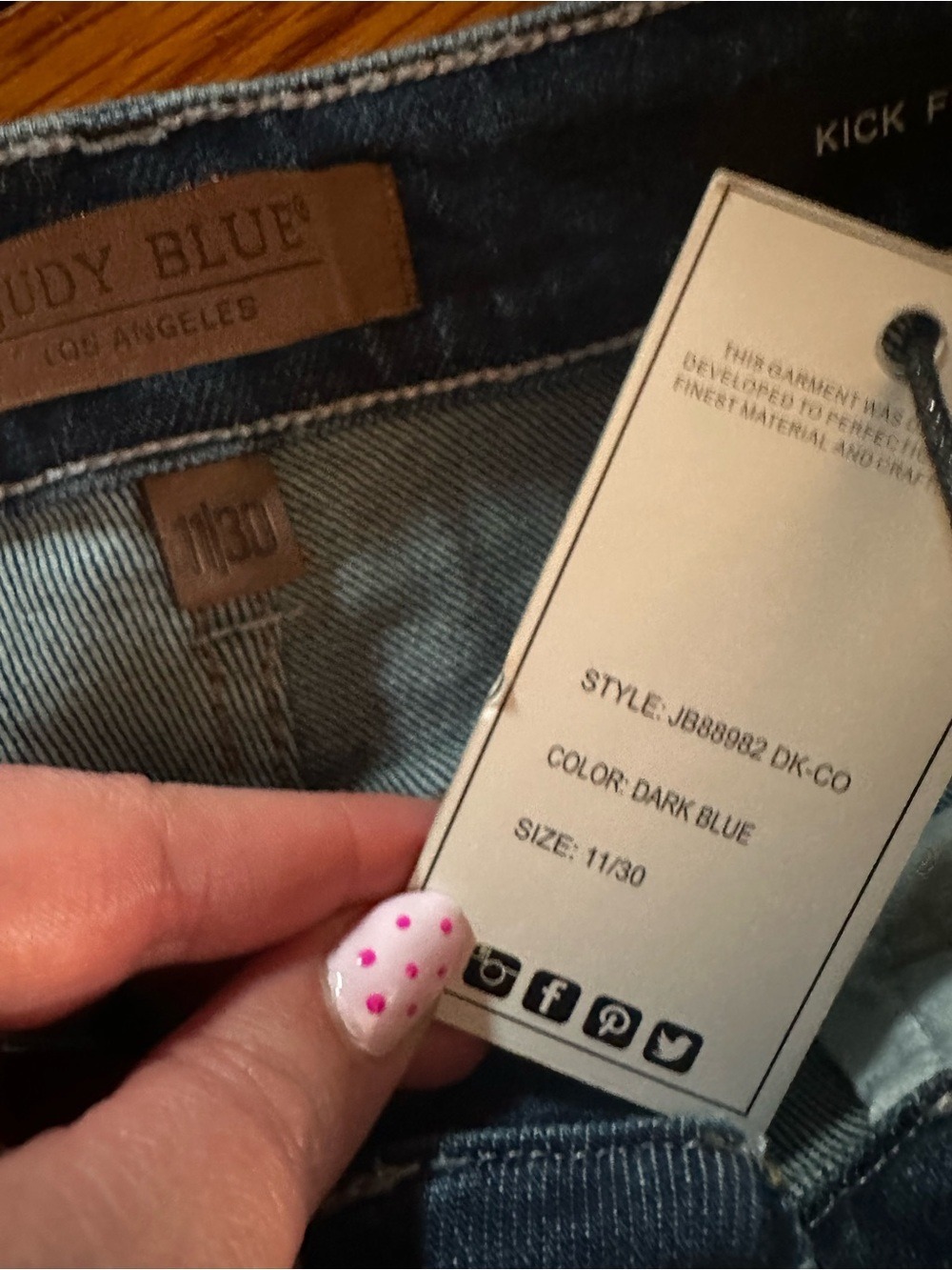 Judy Blue High Waist Dark Blue Wash Kick Flare Denim Jeans 11/30 NWT - Picture 8 of 10
